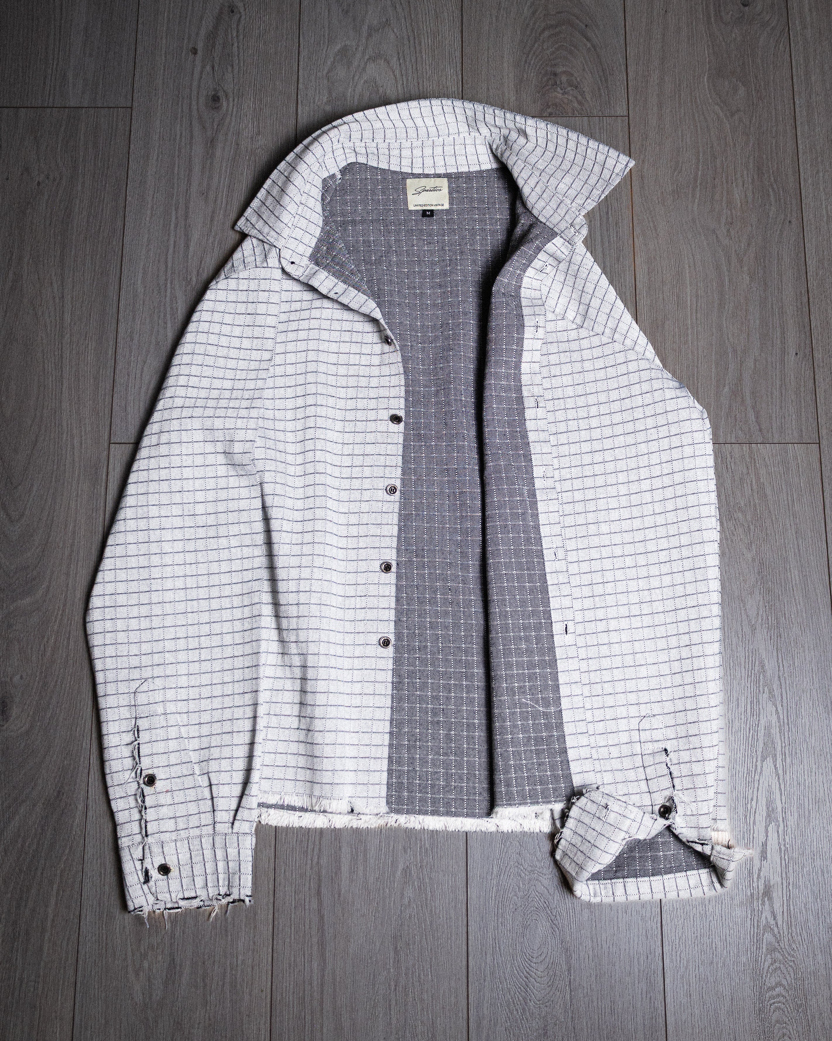 WHITE GRID VINTAGE DENIM TOP