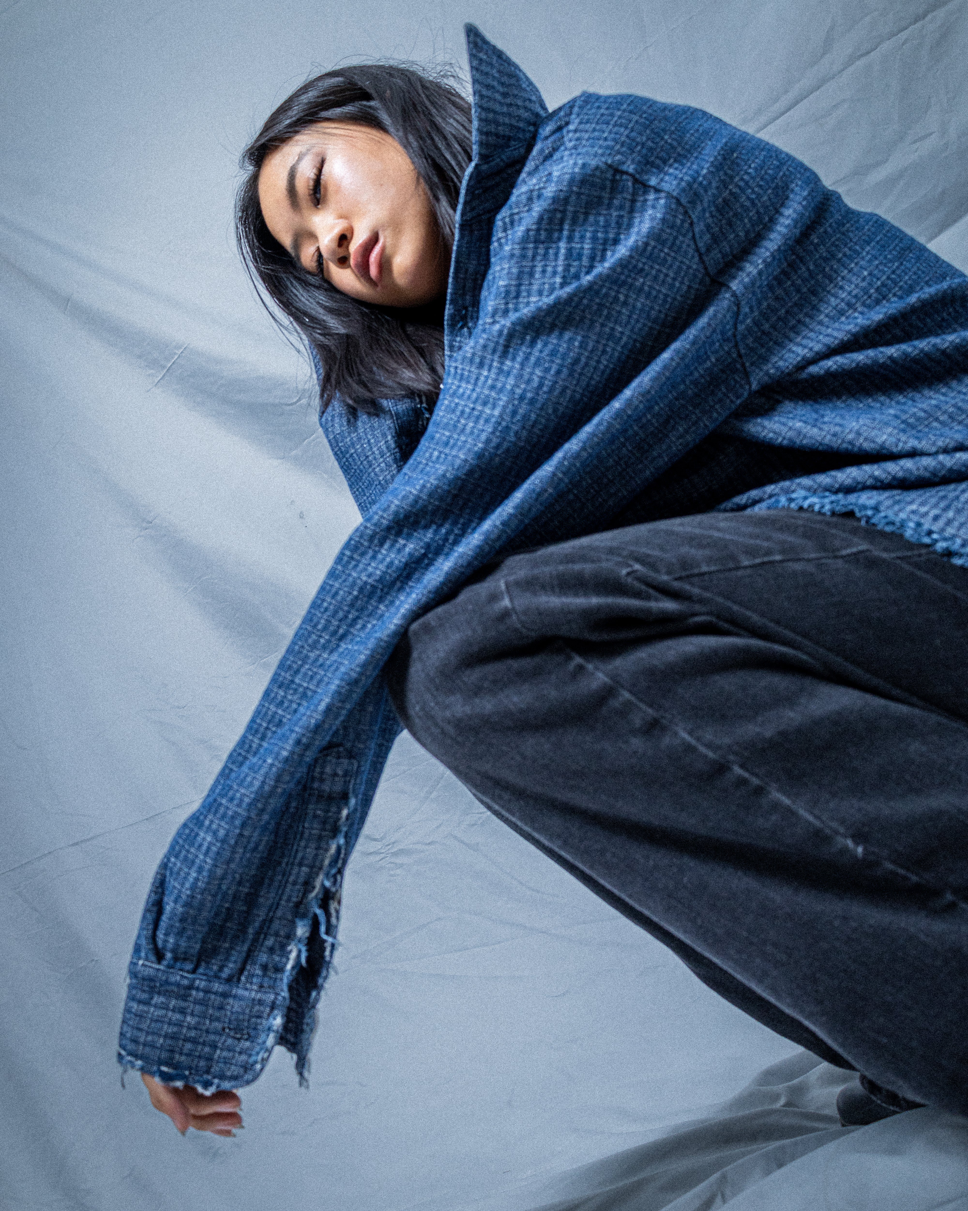 INDIGO GRID VINTAGE DENIM TOP