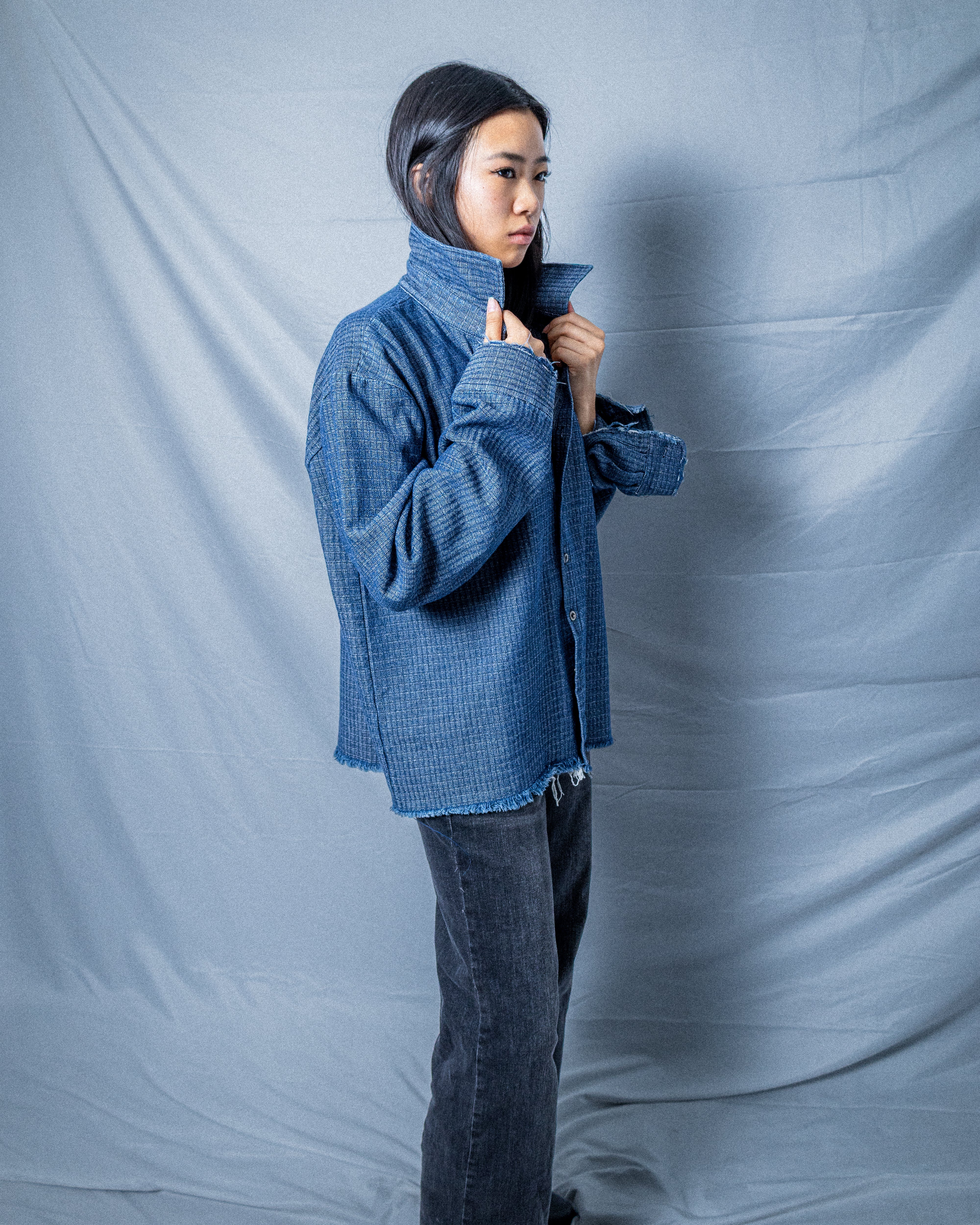 INDIGO GRID VINTAGE DENIM TOP