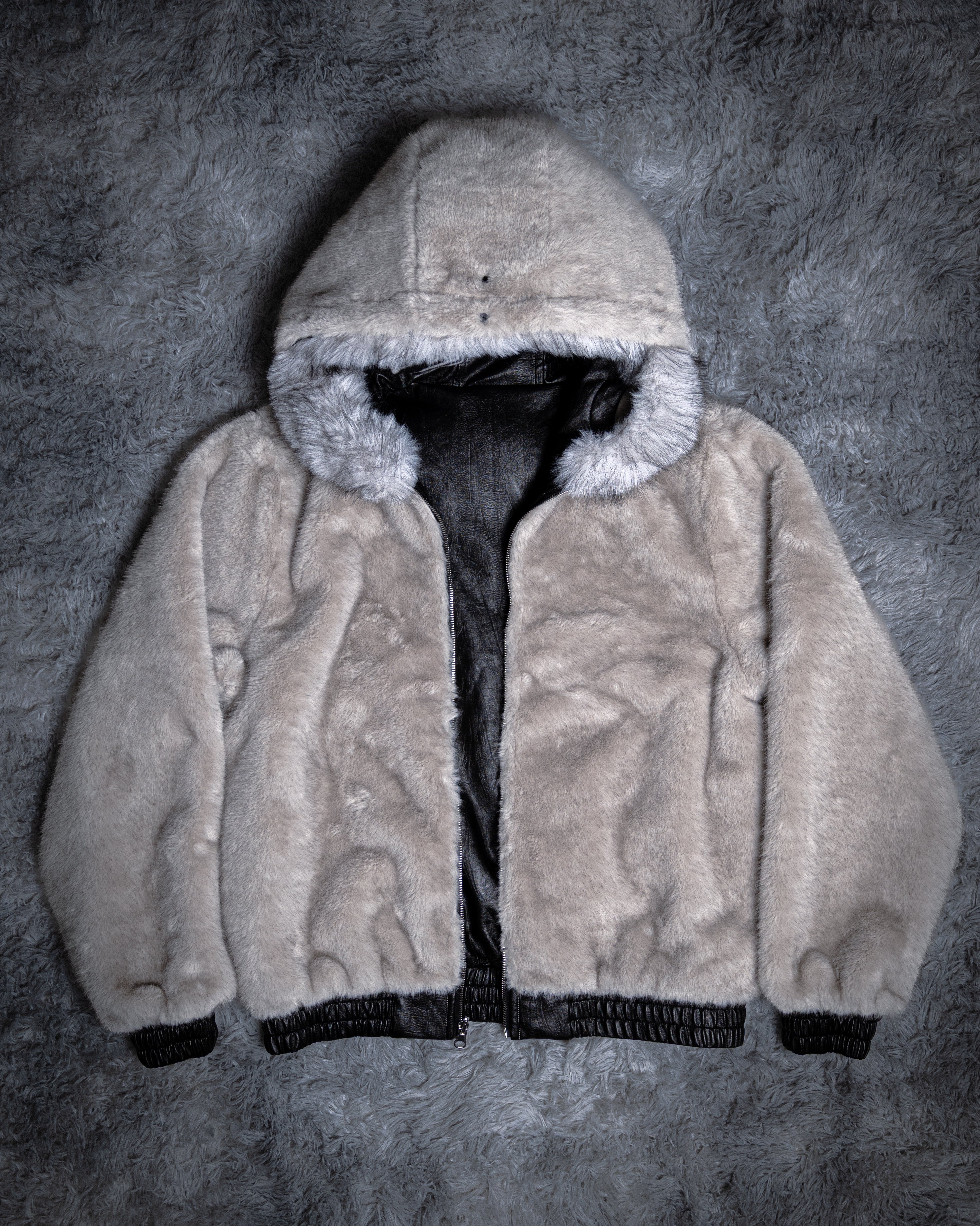 2IN1 WHITE VIPER REVERSIBLE LEATHER/FUR JACKET