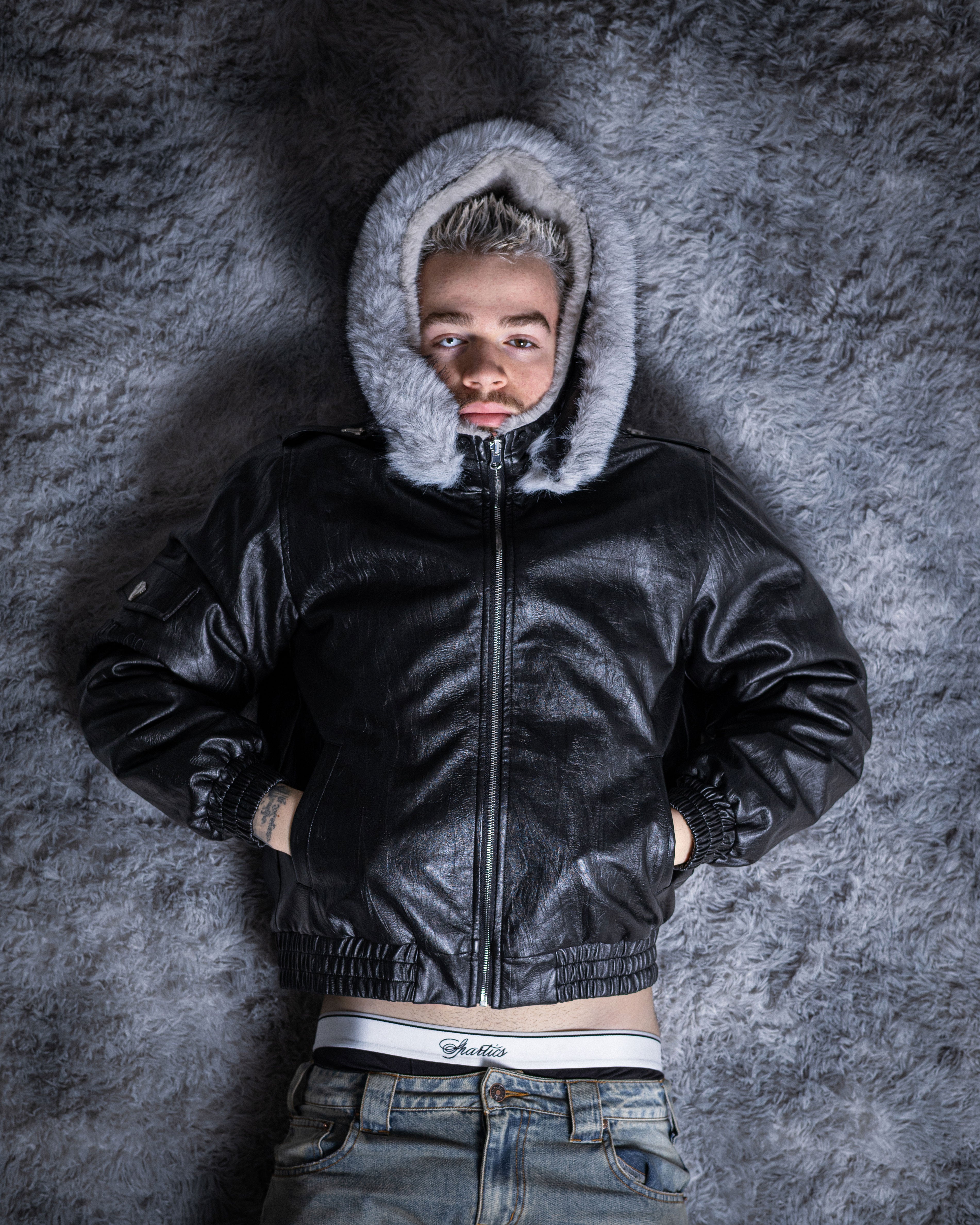 2IN1 WHITE VIPER REVERSIBLE LEATHER/FUR JACKET